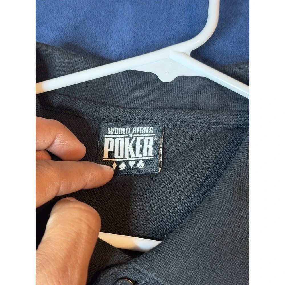 WSOP World Series of Poker Black Polo Shirt Mens Large 601-103 Comfy Blend